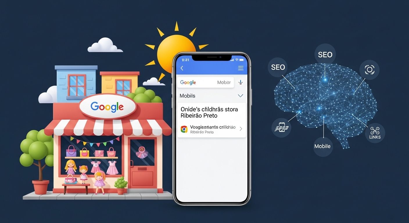Uma Loja de roupas infantis aparecendo no Google com Sites SEO – estratégia simples para pequenos negócios terem visibilidade online 